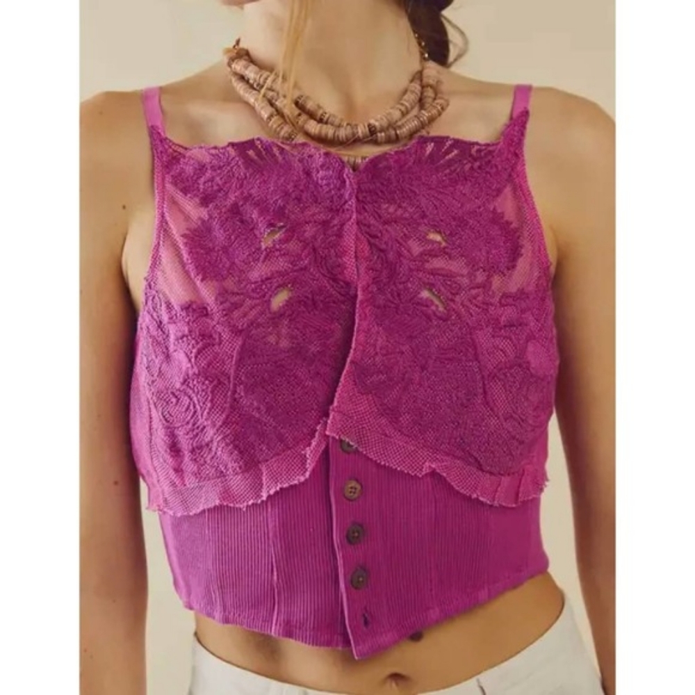 NWT. Free People Raspberry crop top - Picture 3 of 12